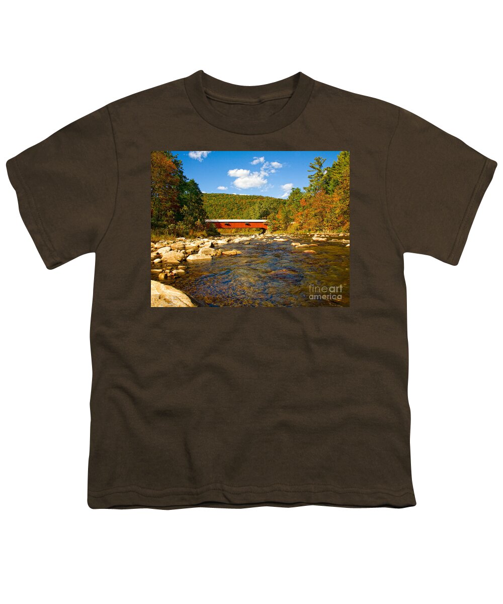 Nature Youth T-Shirt featuring the photograph Covered Bridge by Ronald Lutz