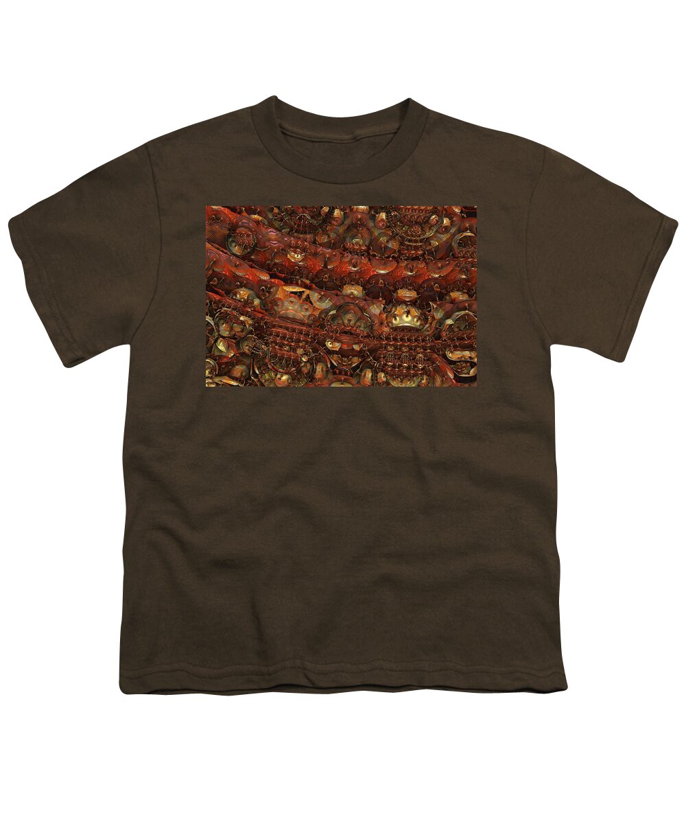 Fractal Hell Haedes Underworld Fantasy Imagination Abstract Detailed Intricate 3d Mandelbulb Youth T-Shirt featuring the digital art Dens of Haedes by Lyle Hatch