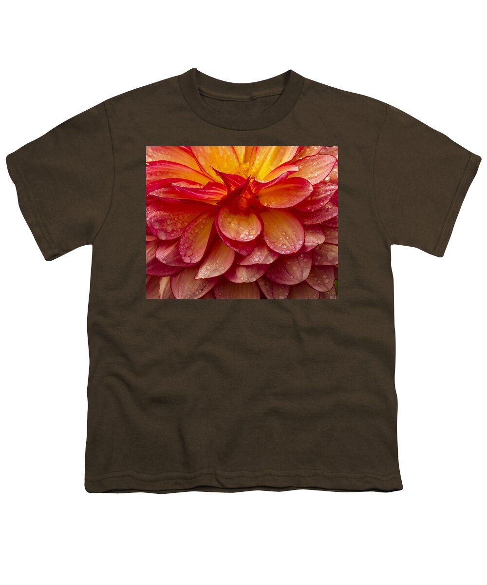 Dahlia Youth T-Shirt featuring the photograph Dewy Dahlia by Jean Noren