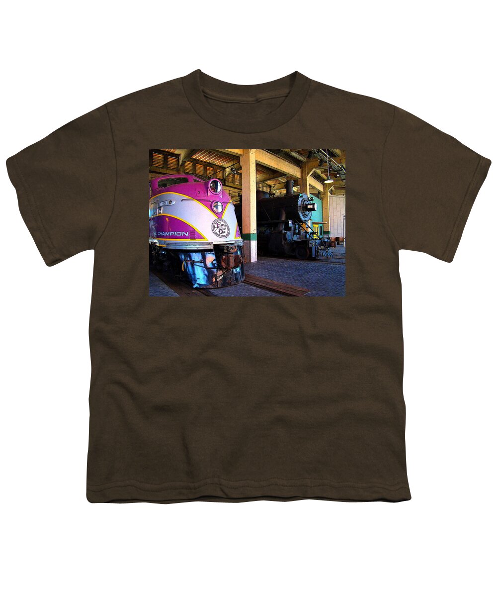 Fine Art Youth T-Shirt featuring the photograph Diesel and Steam by Rodney Lee Williams