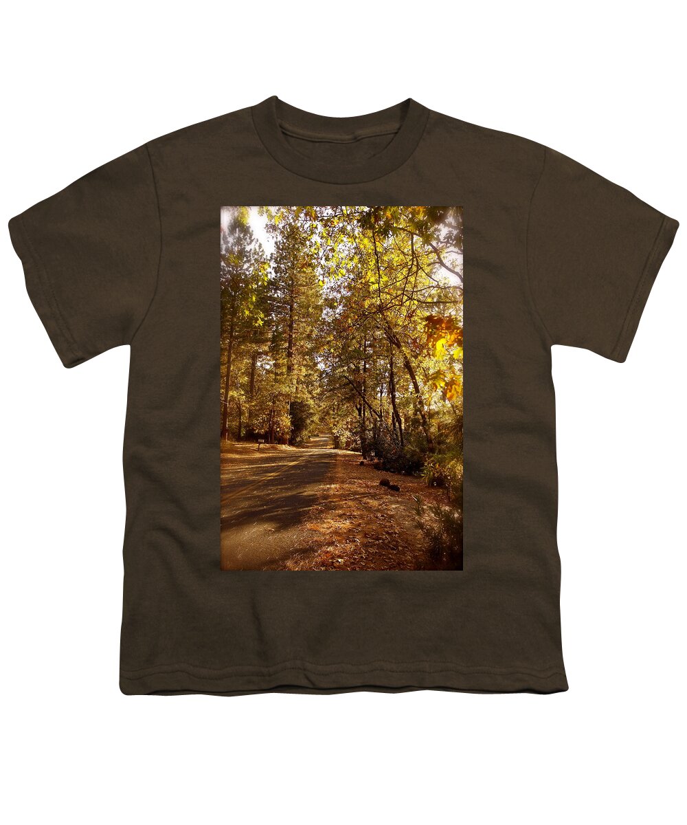 Country Lane Youth T-Shirt featuring the photograph Dreamy Autumn Lane by Michele Myers