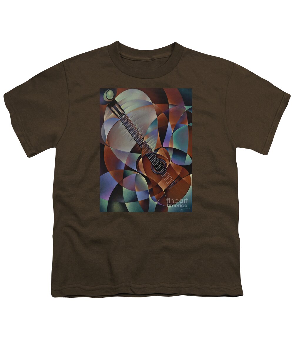 Violin Youth T-Shirt featuring the painting Dynamic Guitar by Ricardo Chavez-Mendez