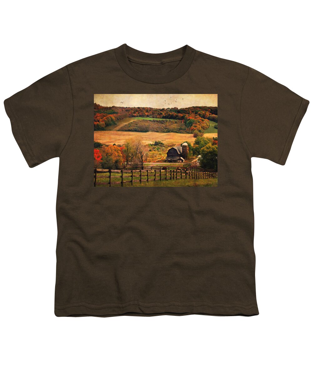 Country Youth T-Shirt featuring the photograph Farm Country Autumn - Sheldon NY by Lianne Schneider