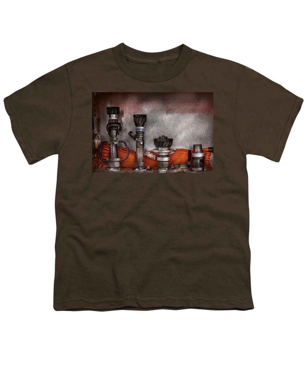 Fireman Youth T-Shirt featuring the photograph Firefighting - One for everyone by Mike Savad