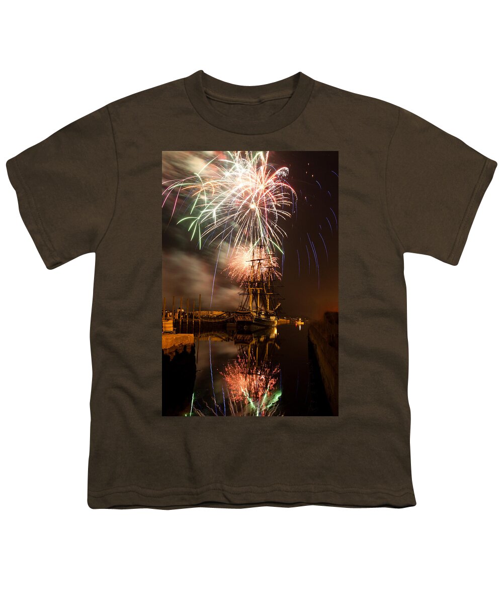 Salem Youth T-Shirt featuring the photograph Fireworks exploding over Salem's Friendship by Jeff Folger