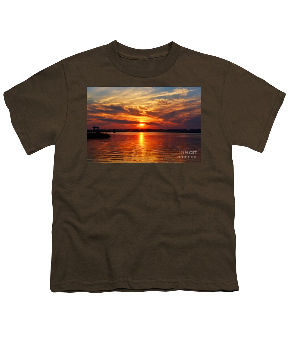 Sunset Youth T-Shirt featuring the photograph Firey Sunset by Kathy Baccari