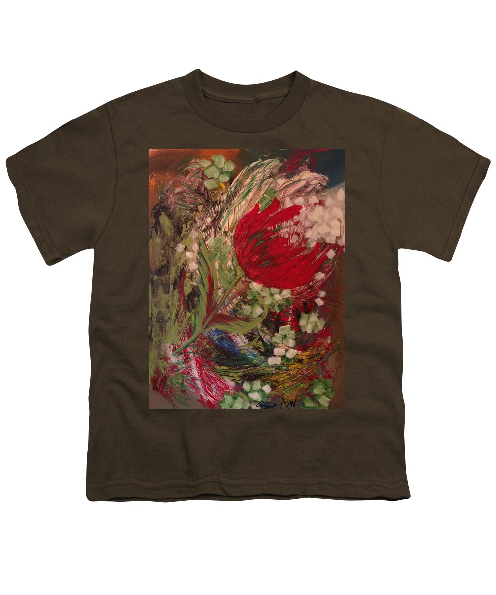 Original Youth T-Shirt featuring the painting Flowers of my garden # 2 by Sima Amid Wewetzer