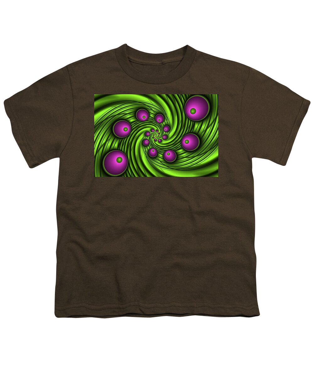 Green Youth T-Shirt featuring the digital art Fractal Neon Swirl by Gabiw Art
