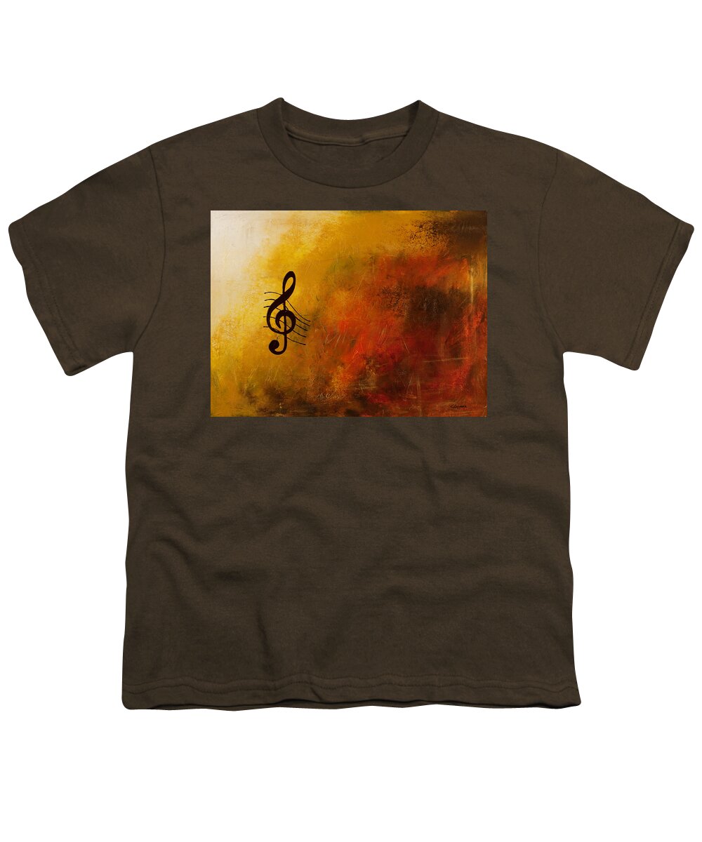 Music Abstract Art Youth T-Shirt featuring the painting G Symphony by Carmen Guedez