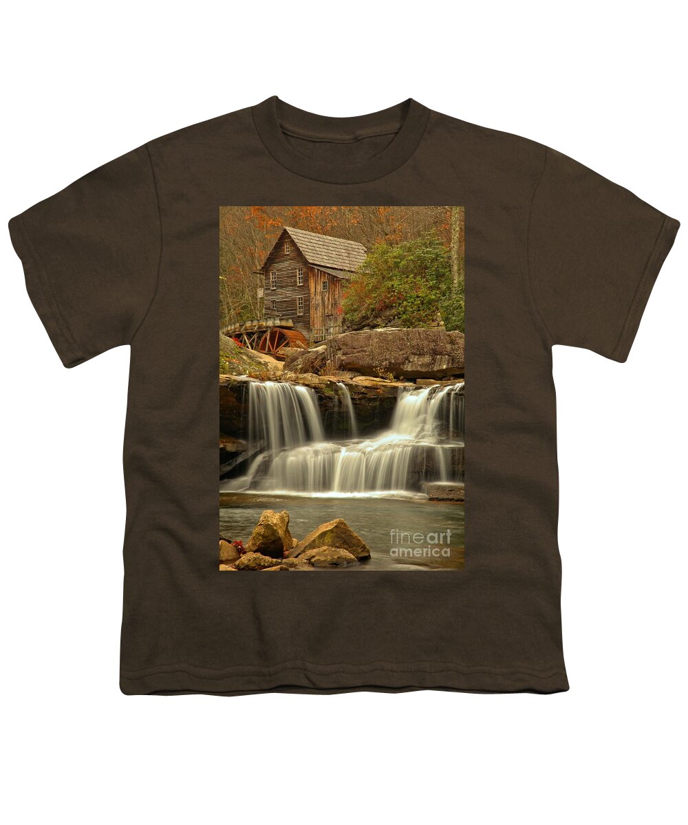 Glade Creek Grist Mill Youth T-Shirt featuring the photograph Glade Creek Grist Mill Portrait by Adam Jewell