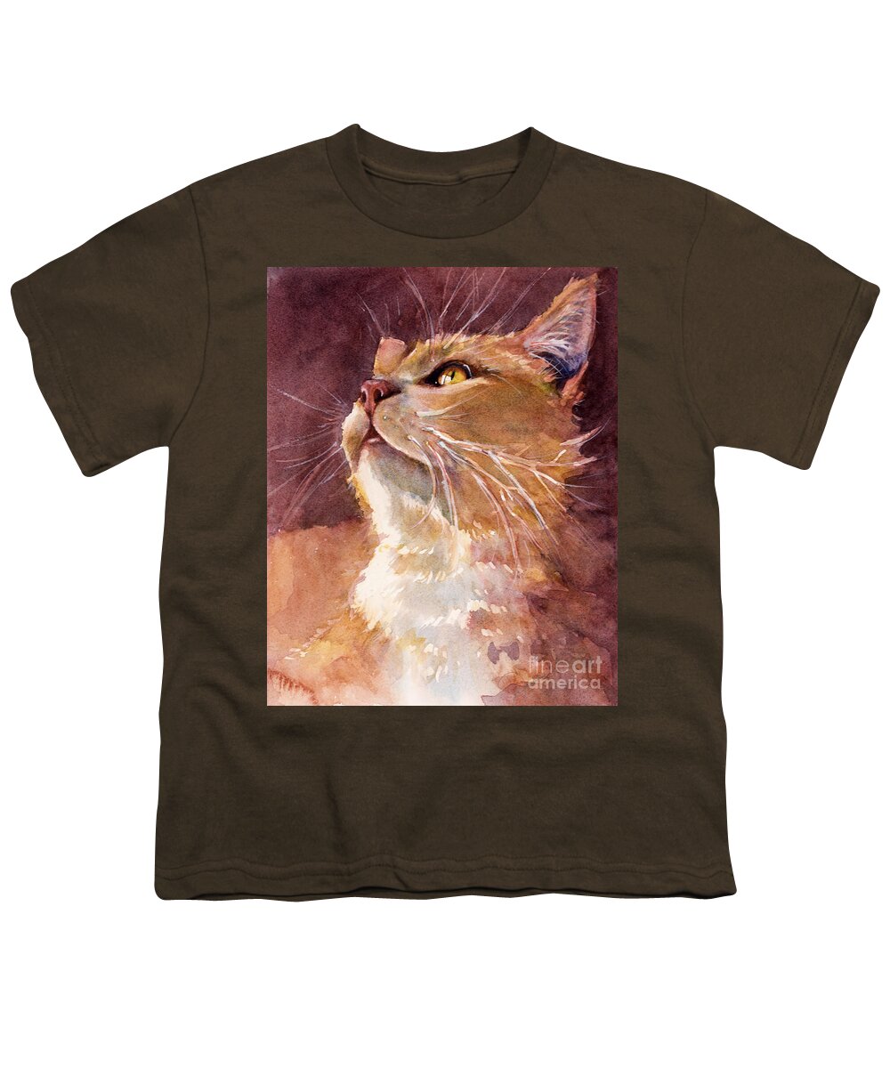 Cat Youth T-Shirt featuring the painting Golden Eyes by Judith Levins