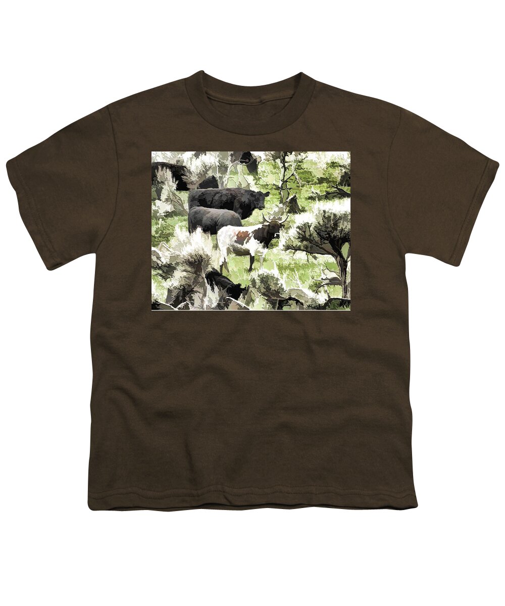 Weber Canyon Youth T-Shirt featuring the photograph Grazing Cattle by Ely Arsha