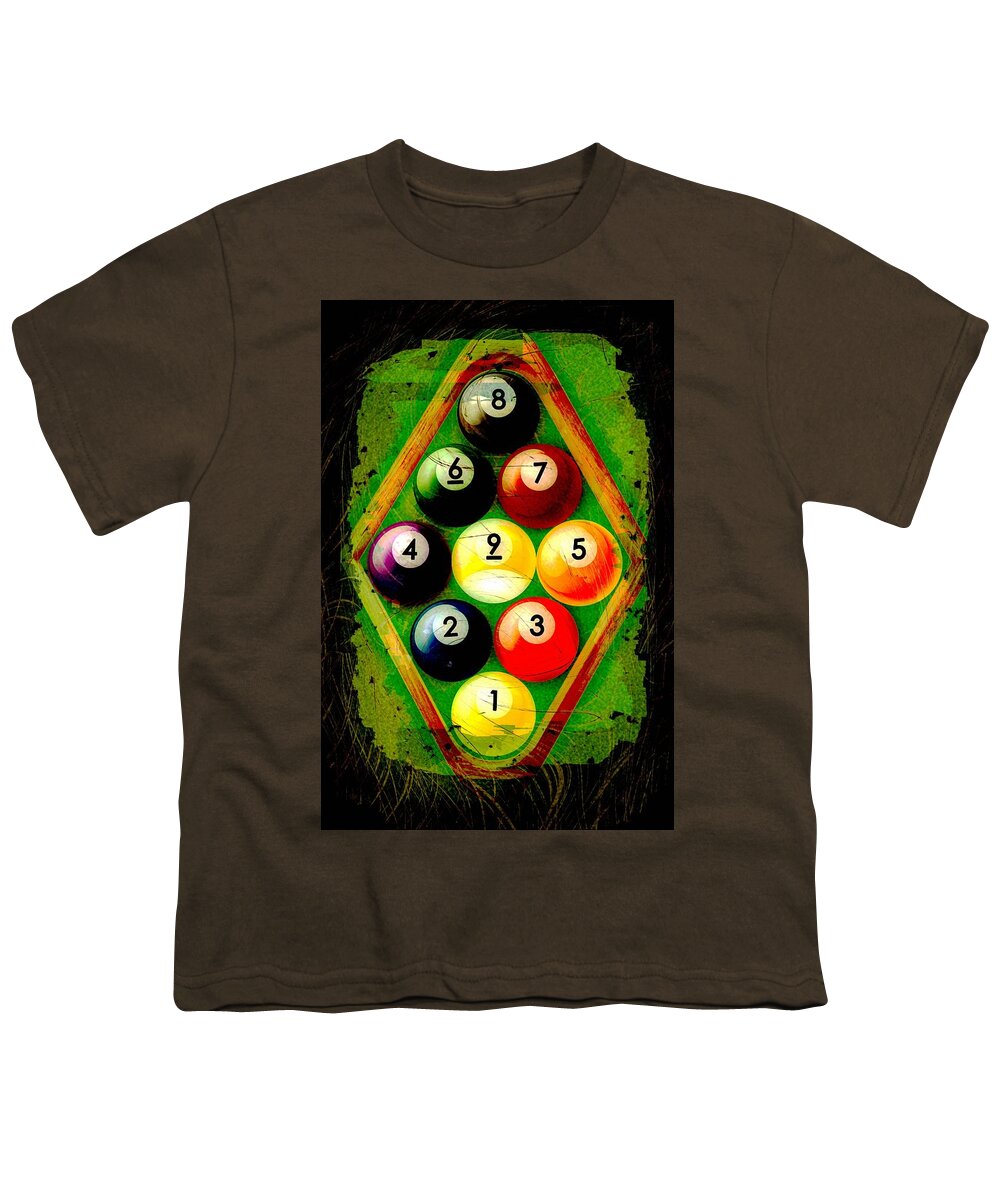 Nine Youth T-Shirt featuring the photograph Grunge Style 9 Ball Rack by David G Paul