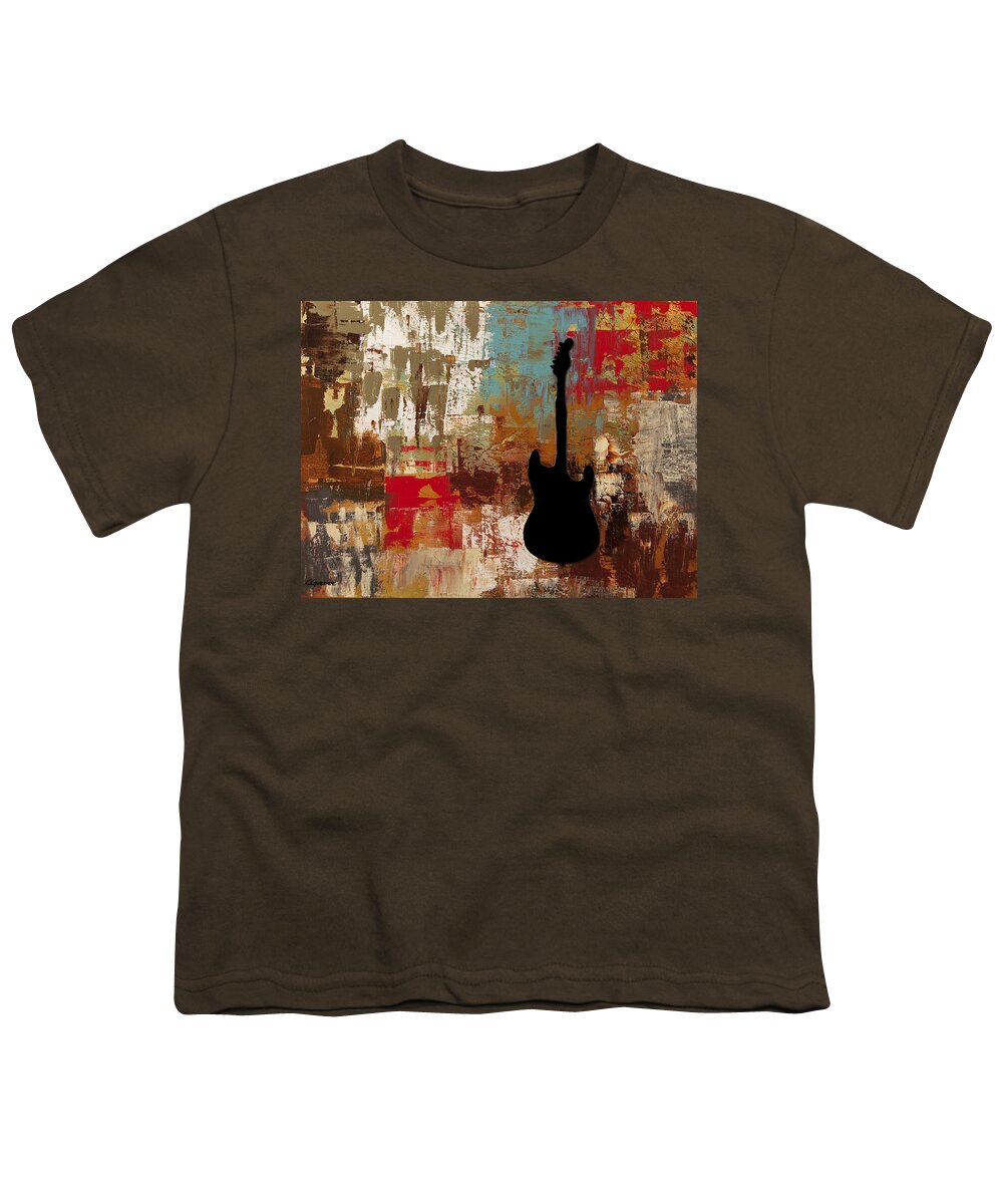 Music Abstract Art Youth T-Shirt featuring the painting Guitar Solo by Carmen Guedez