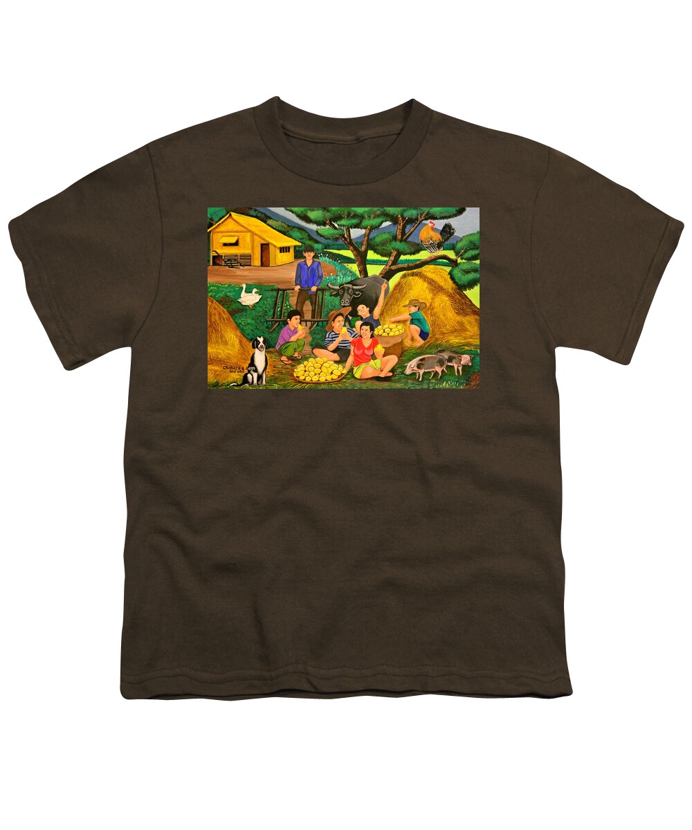 All Products Youth T-Shirt featuring the painting Harvest Time by Lorna Maza