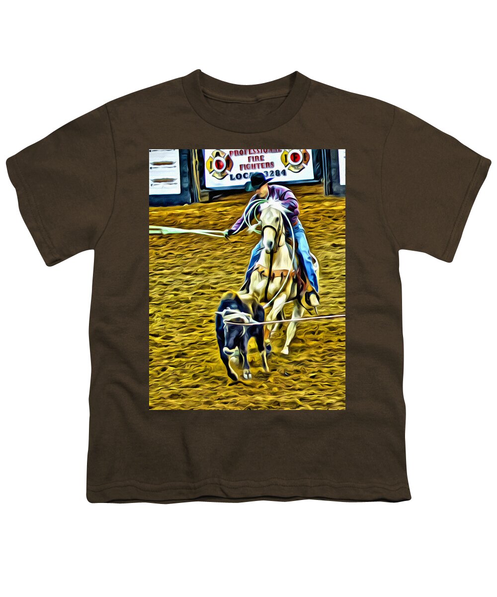 Cowboy Youth T-Shirt featuring the photograph Heeling by Alice Gipson