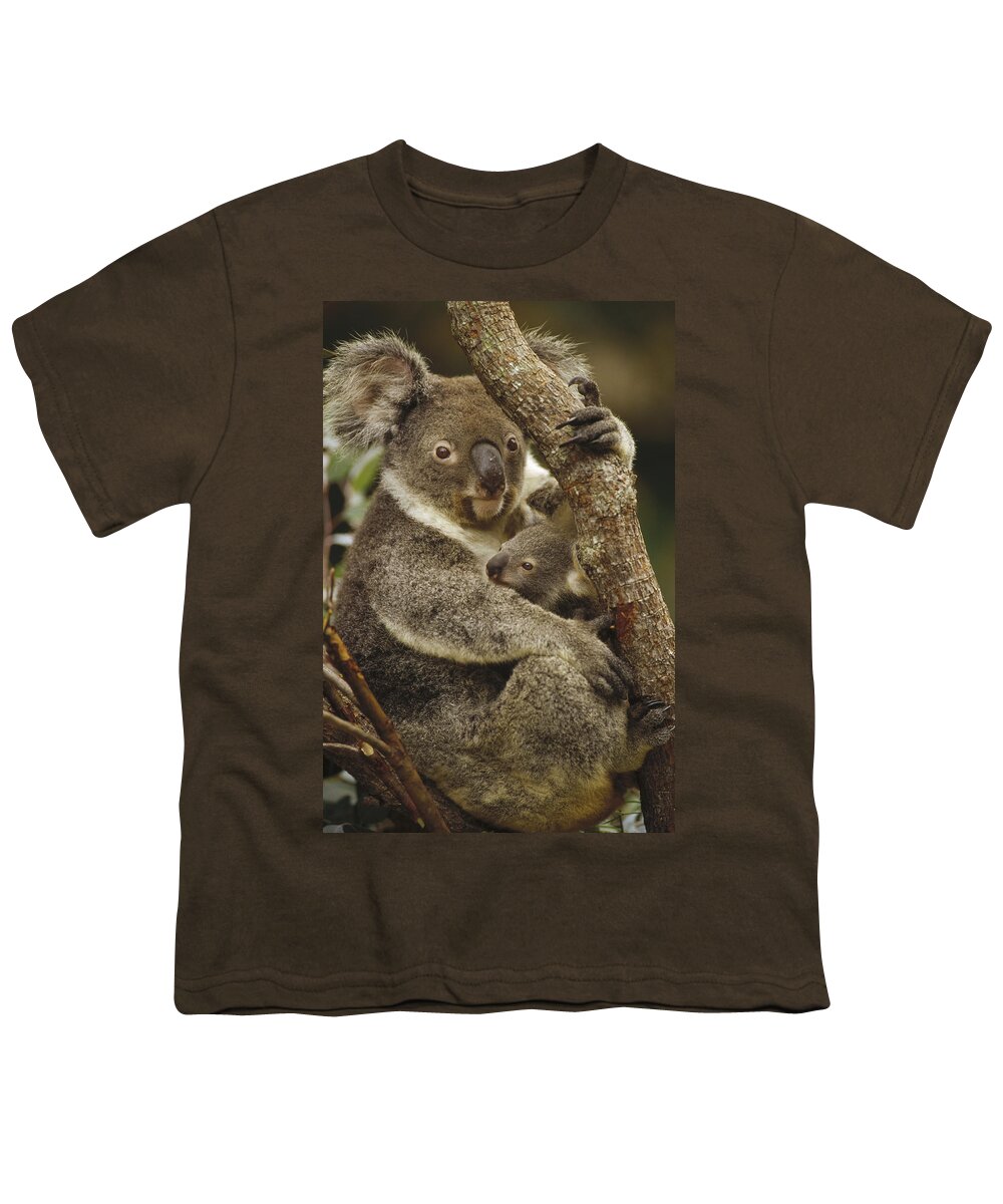 Feb0514 Youth T-Shirt featuring the photograph Koala Mother And Joey Australia by Gerry Ellis