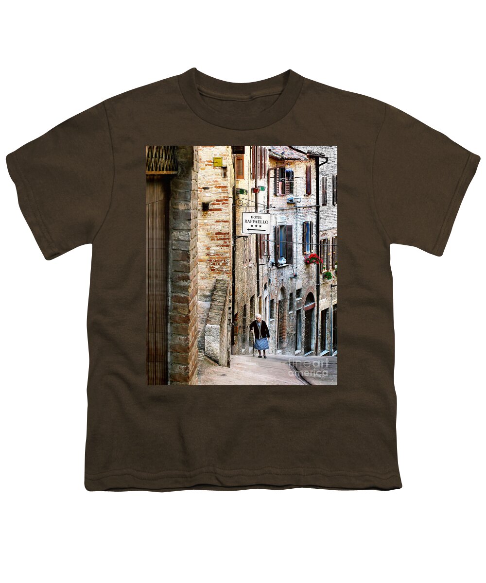 Urbino Youth T-Shirt featuring the photograph Lady in Urbino by Jennie Breeze