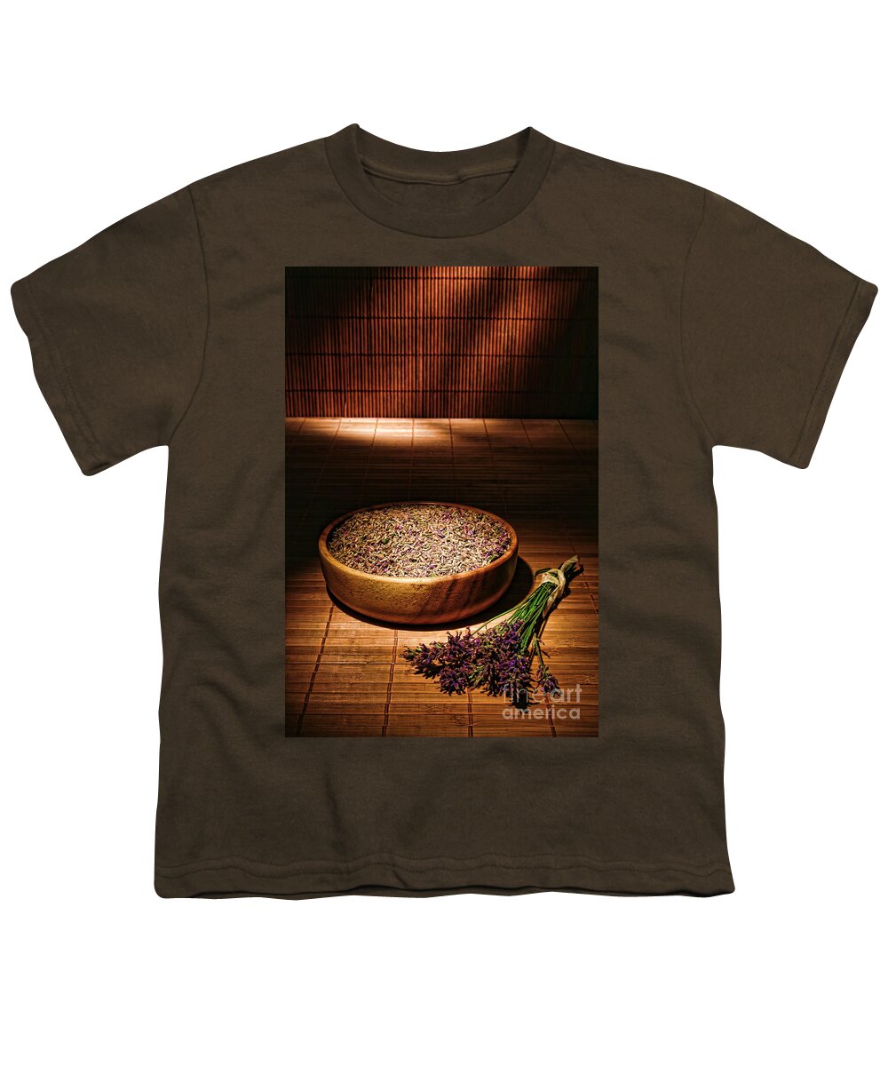 Aromatherapy Youth T-Shirt featuring the photograph Lavender Flowers and Seeds by Olivier Le Queinec