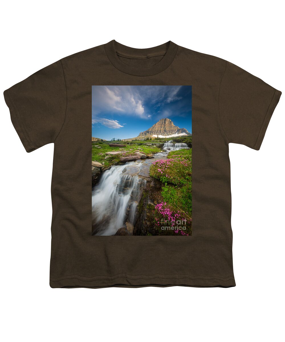 America Youth T-Shirt featuring the photograph Logan Pass Cascades by Inge Johnsson