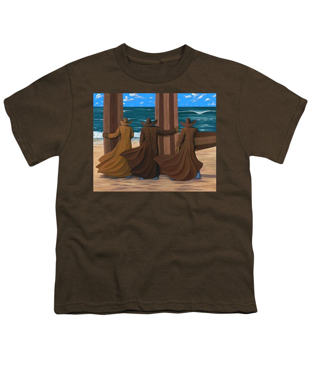 Western Youth T-Shirt featuring the painting A Long Ride West by Lance Headlee