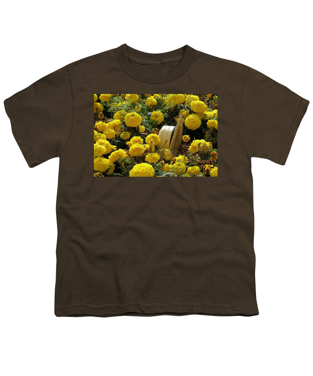 Hat Youth T-Shirt featuring the photograph Lost in flowers by Ron Harpham