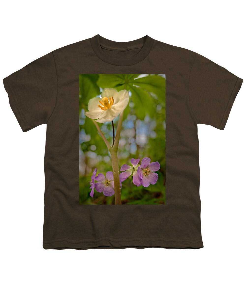 2012 Youth T-Shirt featuring the photograph May Apples and Wild Geraniums by Robert Charity