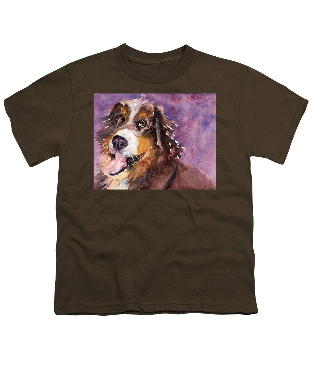 Dog Youth T-Shirt featuring the painting May the Mountain Dog by Judith Levins