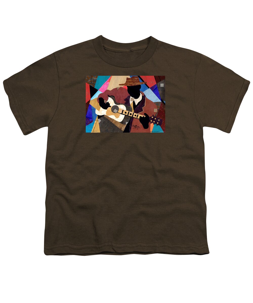 Abstract Art Youth T-Shirt featuring the painting Memphis Blues Tribute to David Honeyboy Edwards by Everett Spruill