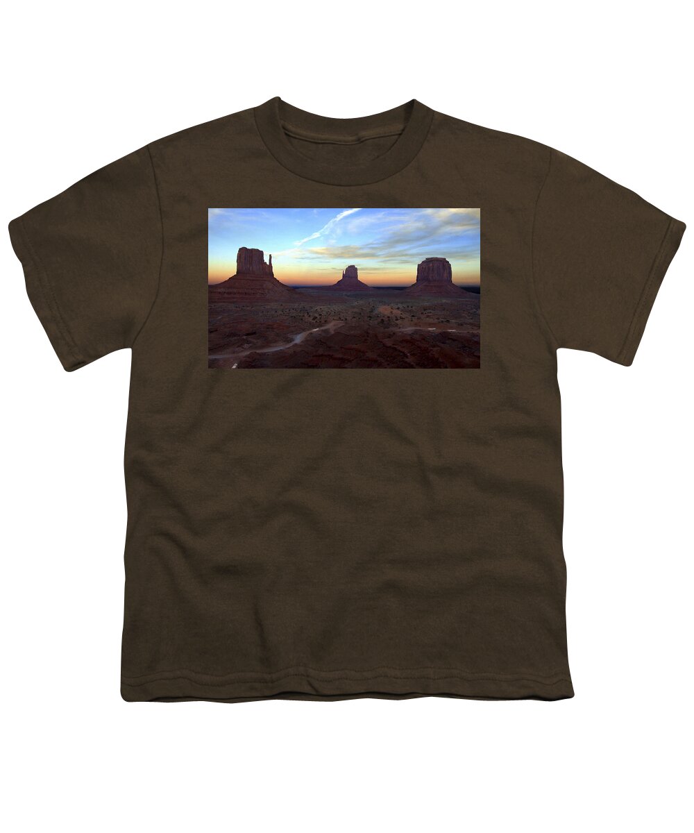 Monument Valley Youth T-Shirt featuring the photograph Monument Valley Just After Sunset by Mike McGlothlen