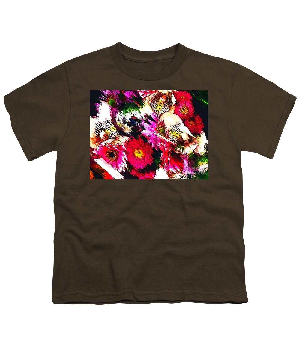 Flower Art Youth T-Shirt featuring the mixed media More Flowers 2 by Joseph J Stevens