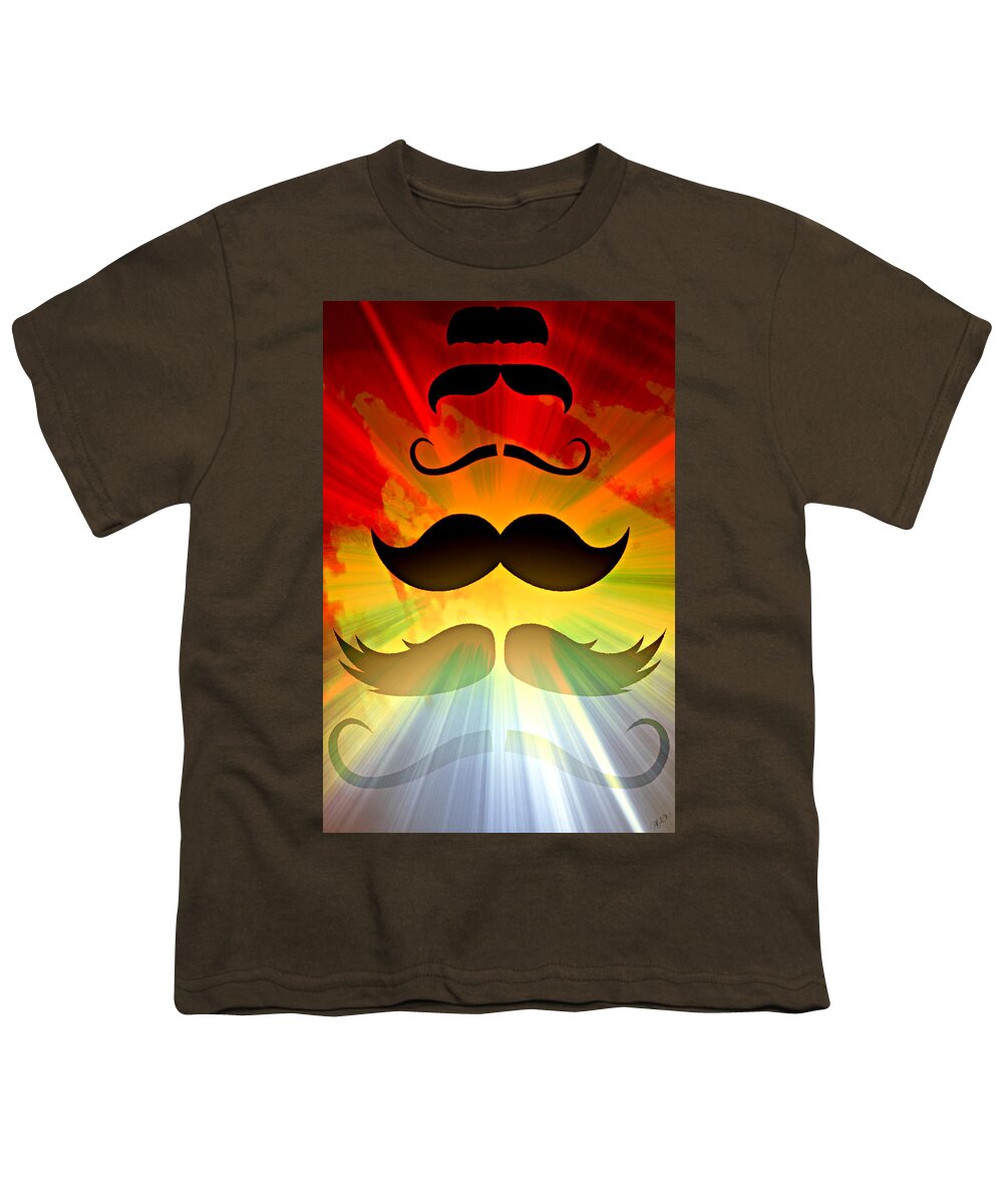 Mustache Youth T-Shirt featuring the digital art Mustache Stash by Ally White