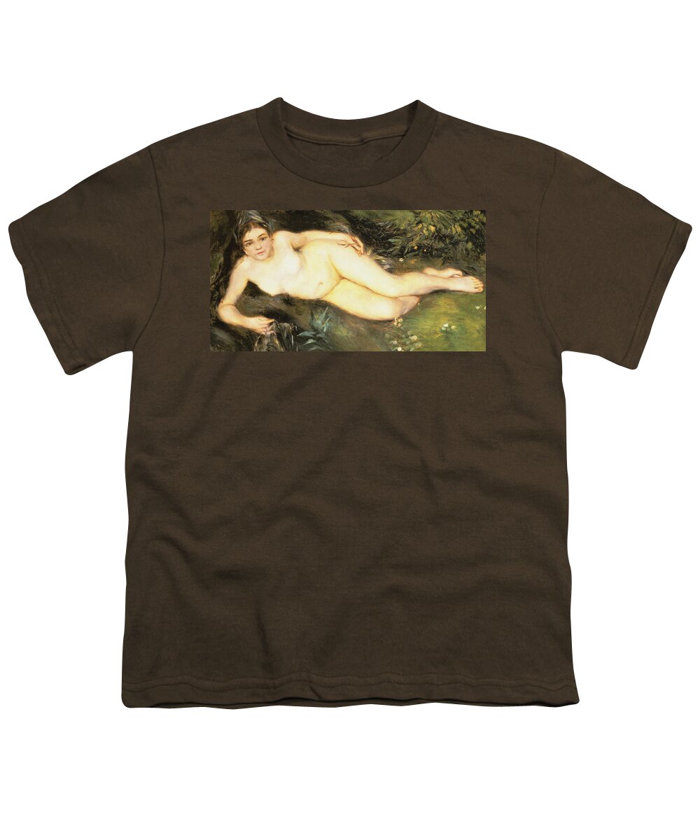 Nymph At The Stream Youth T-Shirt featuring the digital art Nymph At The Stream by Pierre Auguste Renoir