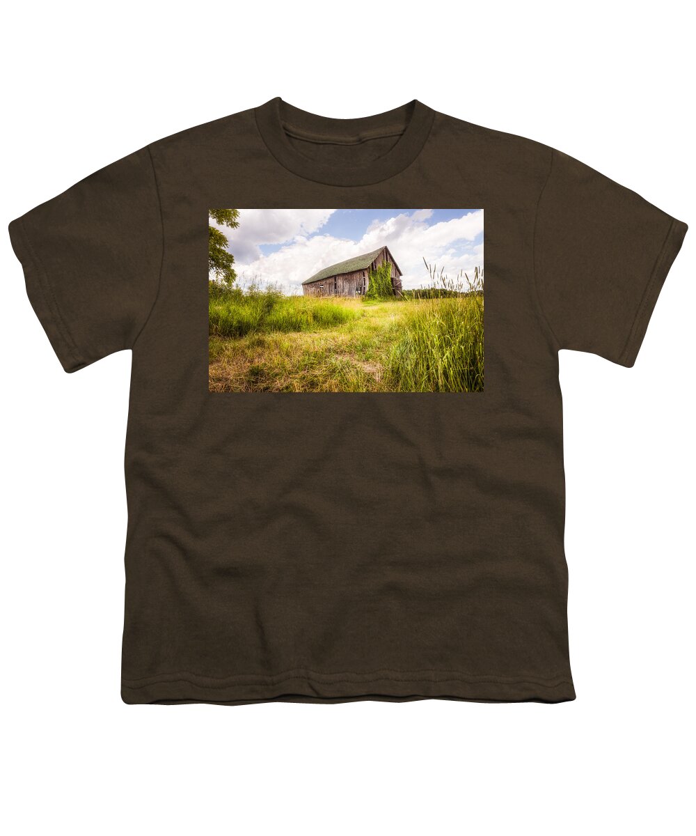 Old Barn Youth T-Shirt featuring the photograph Old Barn in Ontario County - New York State by Gary Heller