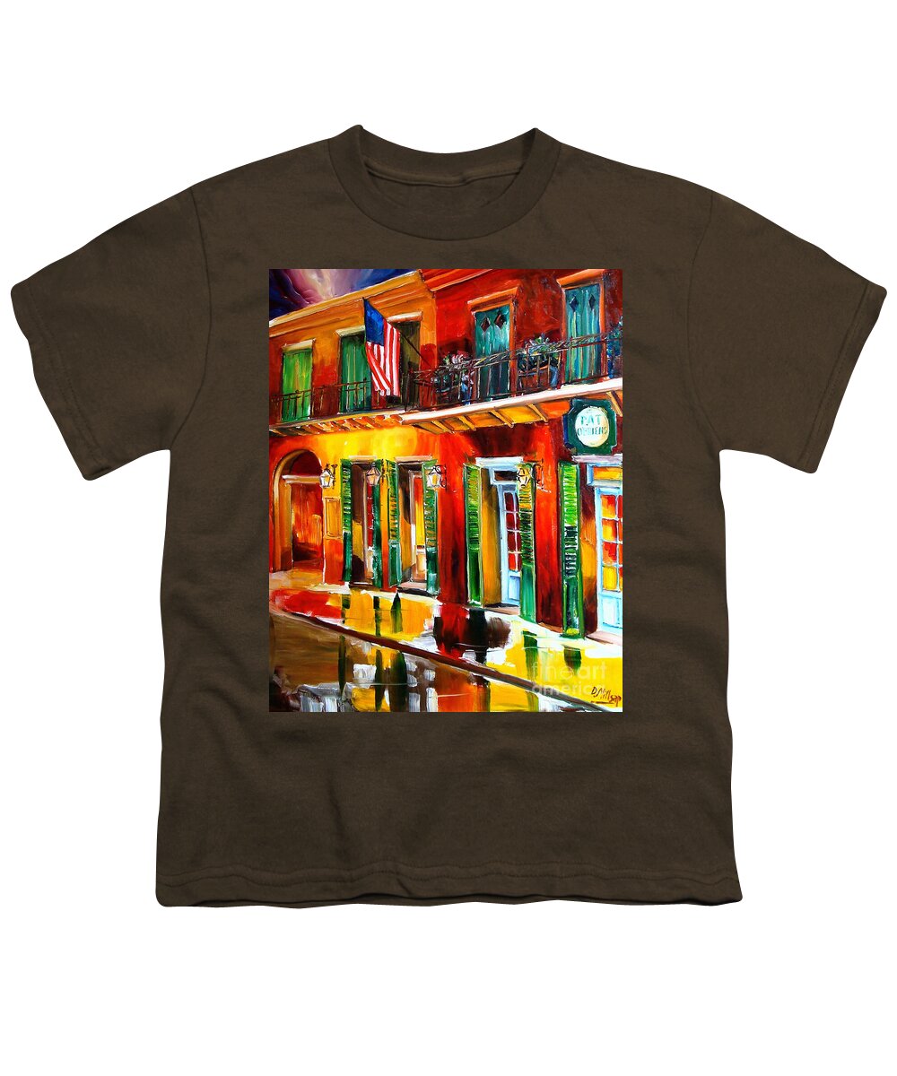 New Orleans Youth T-Shirt featuring the painting Outside Pat O'Brien's Bar by Diane Millsap