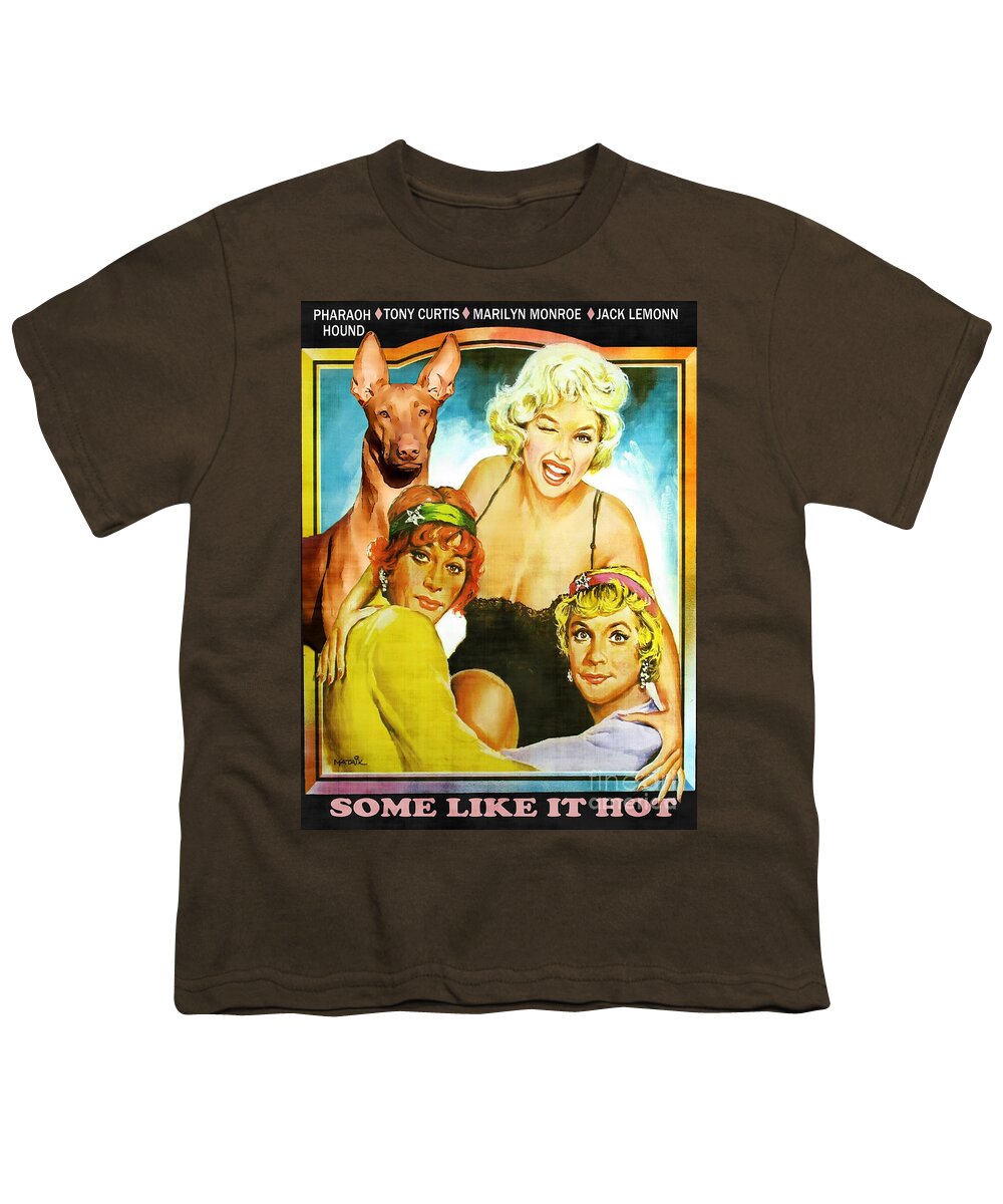 Pharaoh Hound Youth T-Shirt featuring the painting Pharaoh Hound Art Canvas Print - Some Like It Hot Movie Poster by Sandra Sij