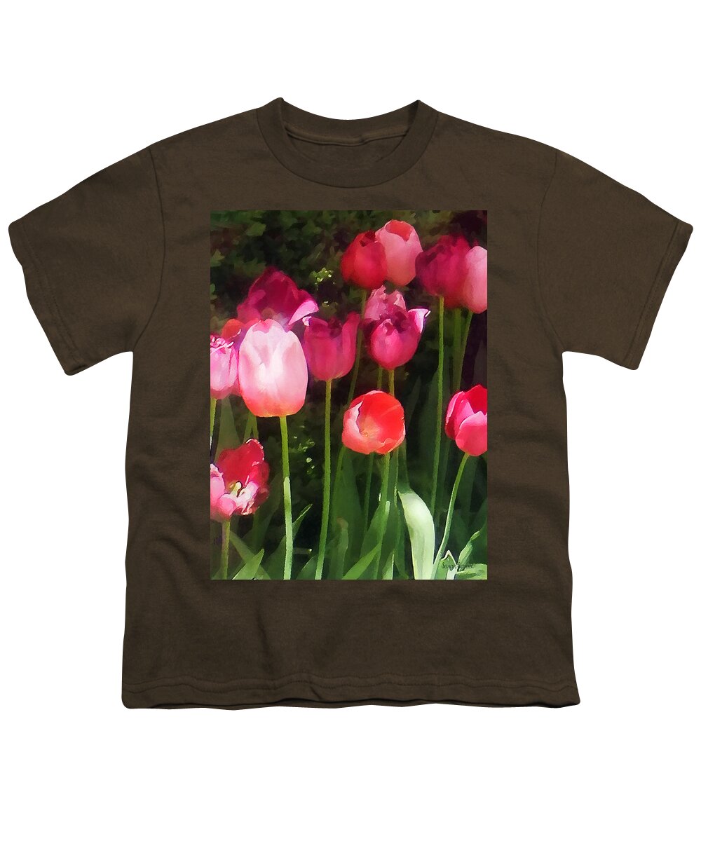 Tulip Youth T-Shirt featuring the photograph Pink Tulips in Garden by Susan Savad