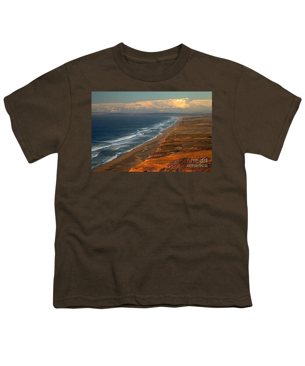Pt Reyes South Beach Youth T-Shirt featuring the photograph Pt Reyes Golden Cliffs by Adam Jewell