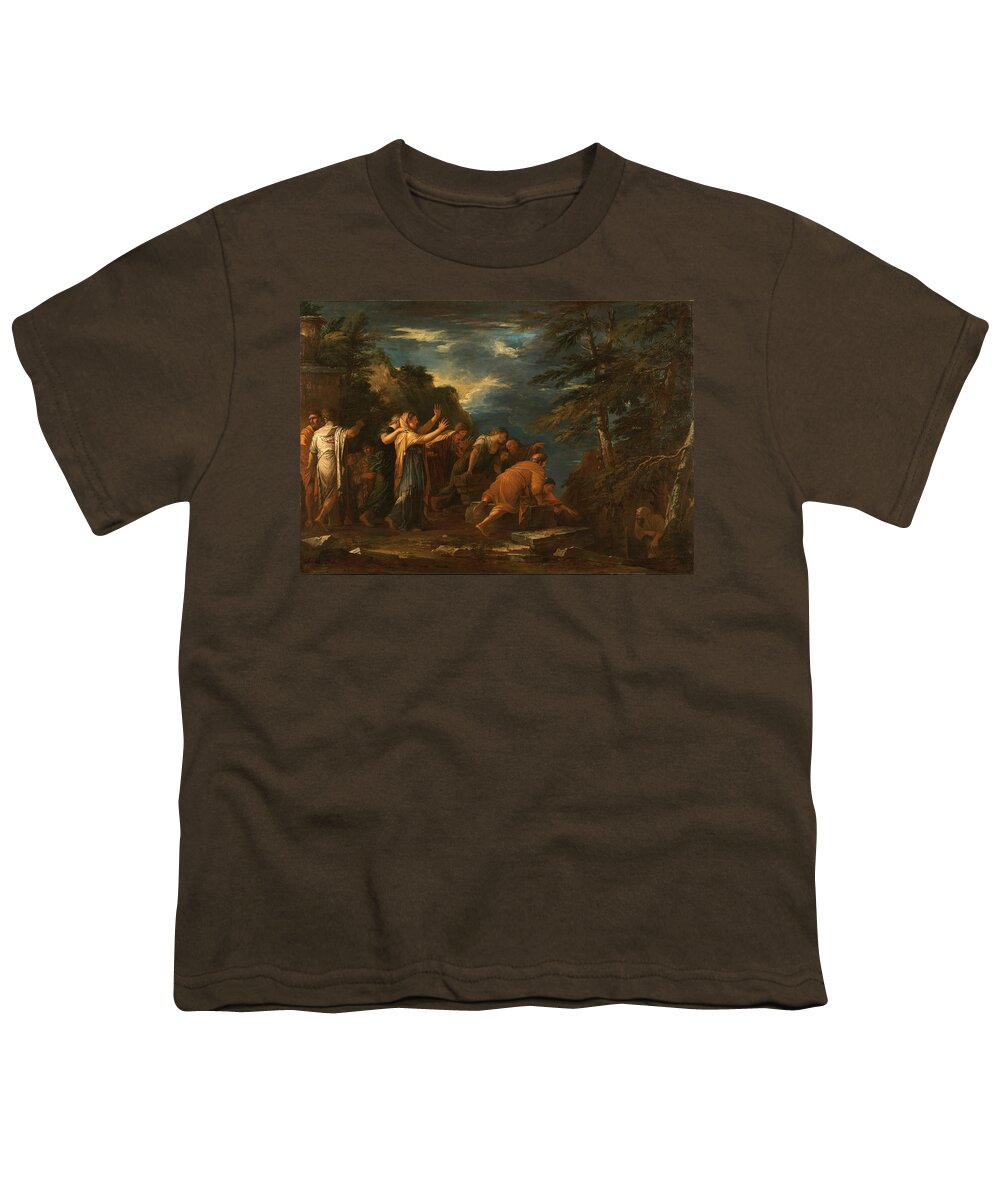 Salvator Rosa Youth T-Shirt featuring the painting Pythagoras Emerging from the Underworld by Salvator Rosa