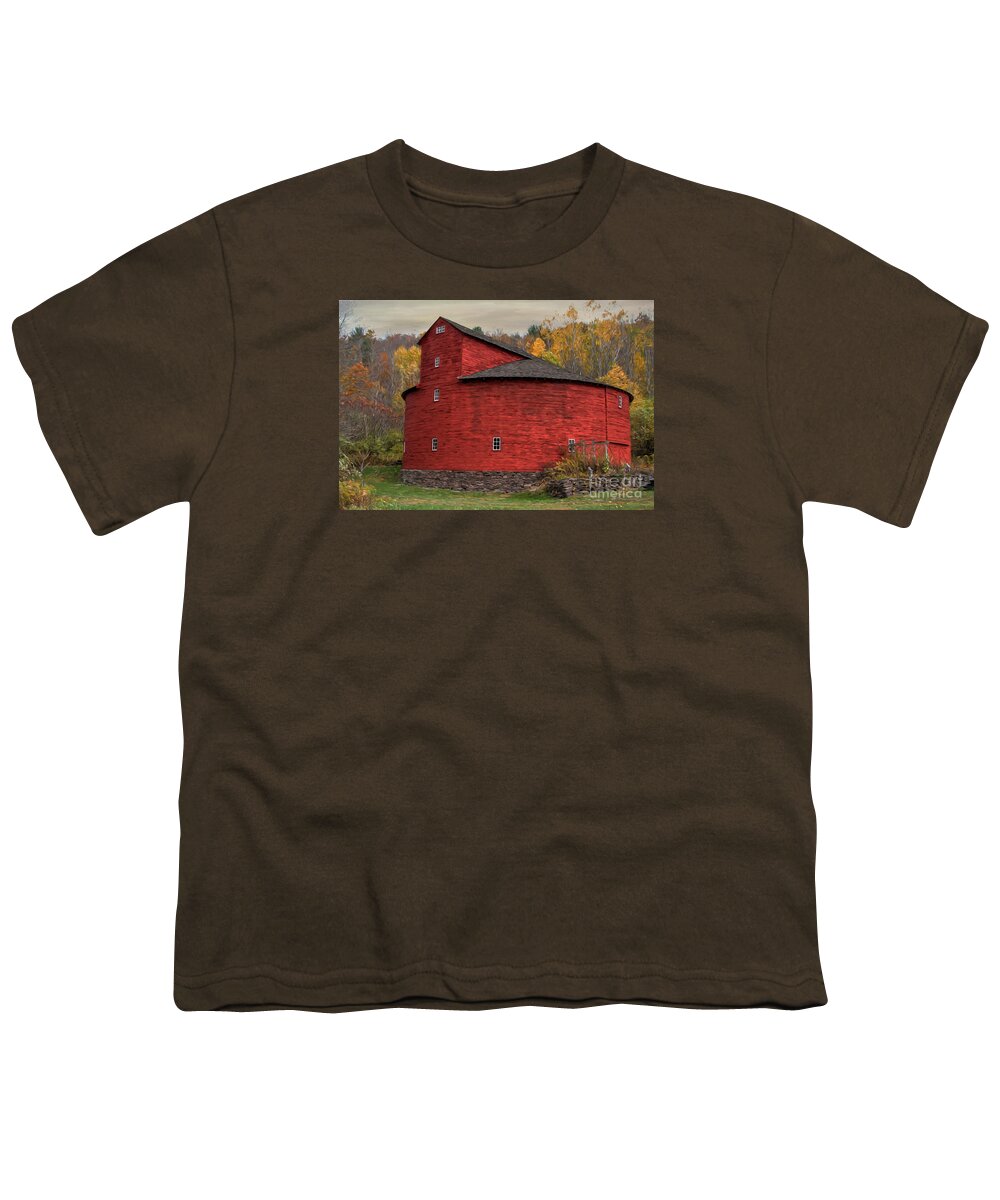 Barn Youth T-Shirt featuring the photograph Red Round Barn by Deborah Benoit
