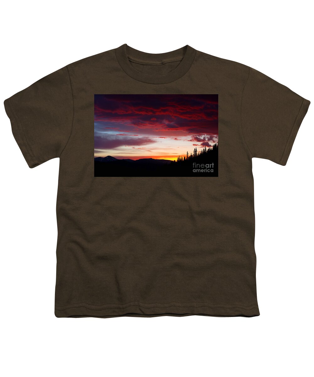 Echo Lake Sunset Youth T-Shirt featuring the photograph Red Sky by Jim Garrison
