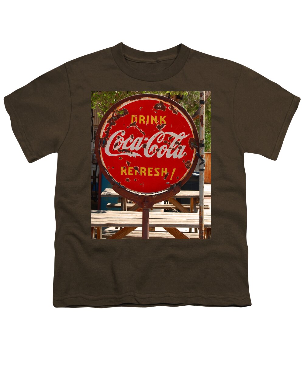 Coca-cola Youth T-Shirt featuring the photograph Route 66 Sign by Leticia Latocki