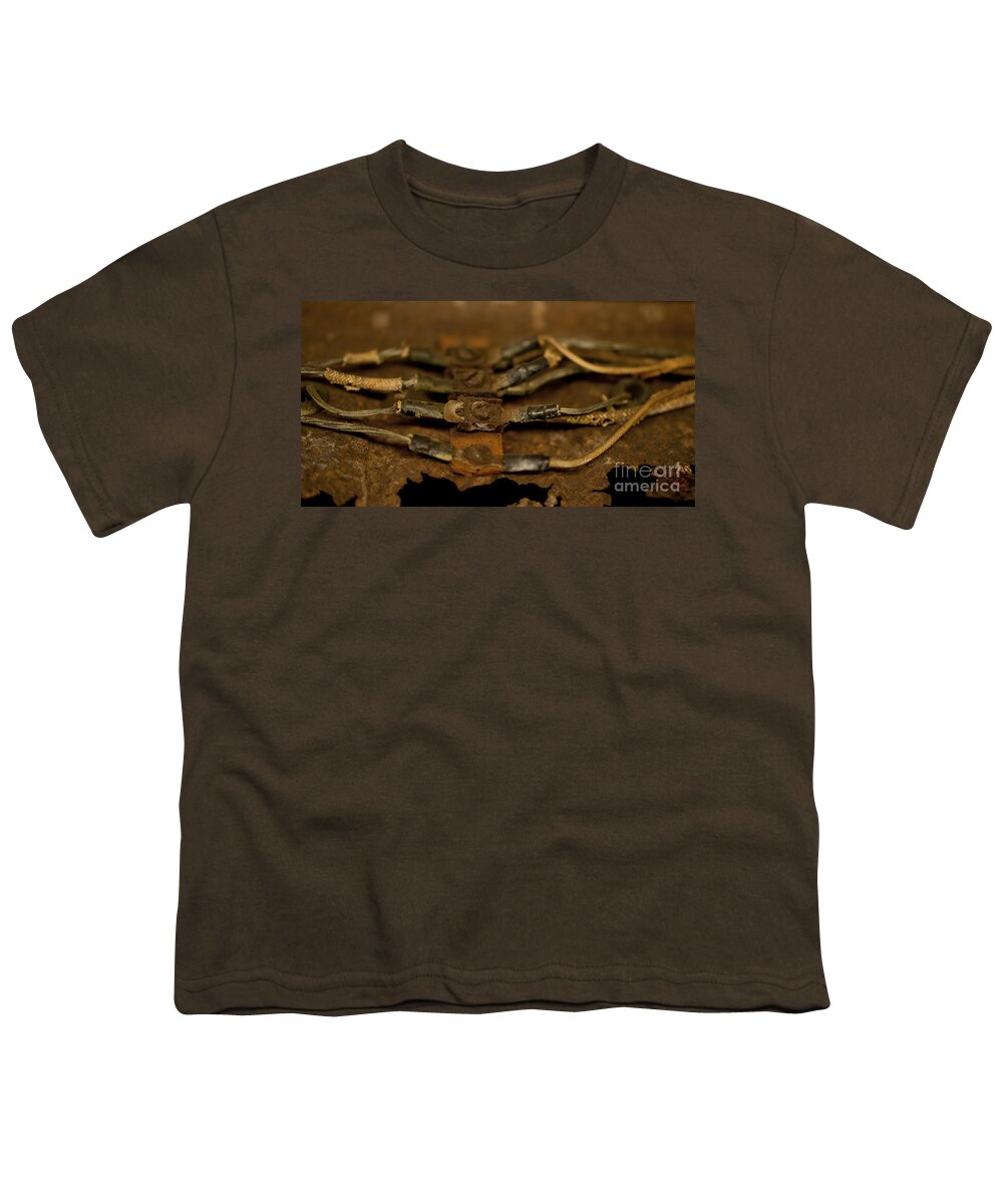 Rust Youth T-Shirt featuring the photograph Rusty Wires by Wilma Birdwell