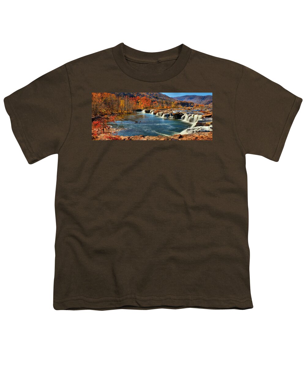 Sandstone Falls Panorama Youth T-Shirt featuring the photograph Sandstone Falls Panorama by Adam Jewell