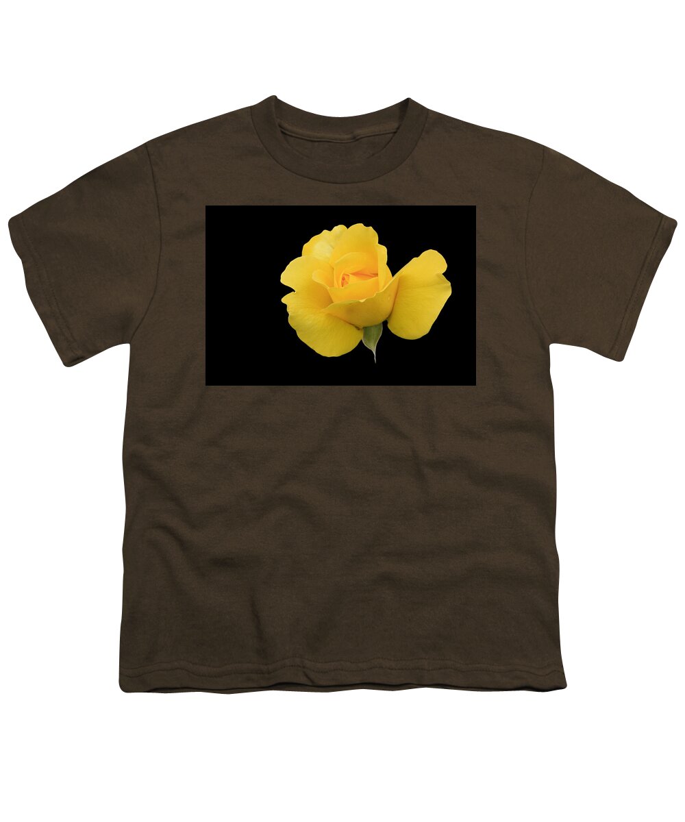 Rose Youth T-Shirt featuring the photograph Single yellow rose by Sue Leonard
