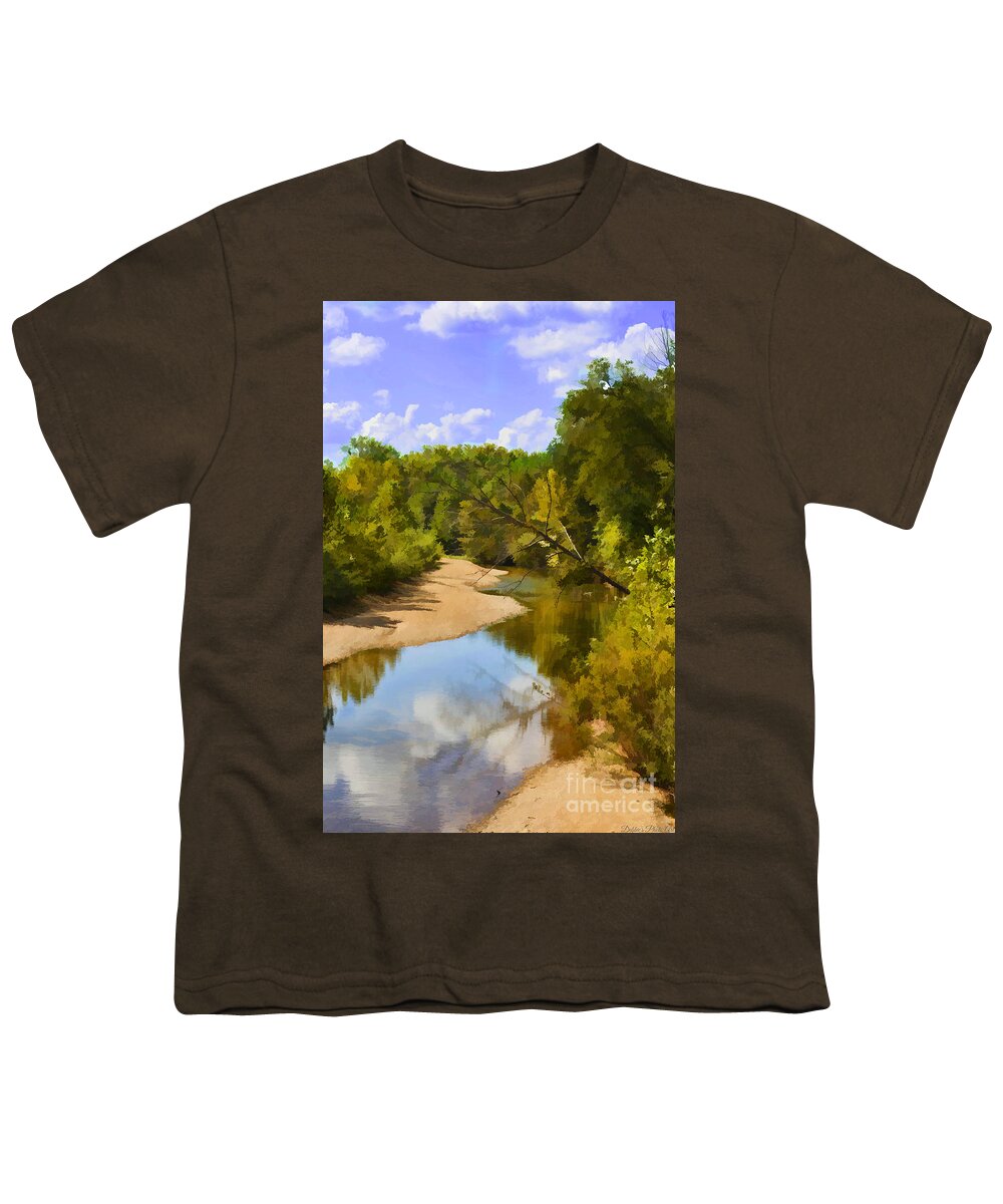 River Youth T-Shirt featuring the photograph Small river in So. Missouri 3 - Digital Paint by Debbie Portwood