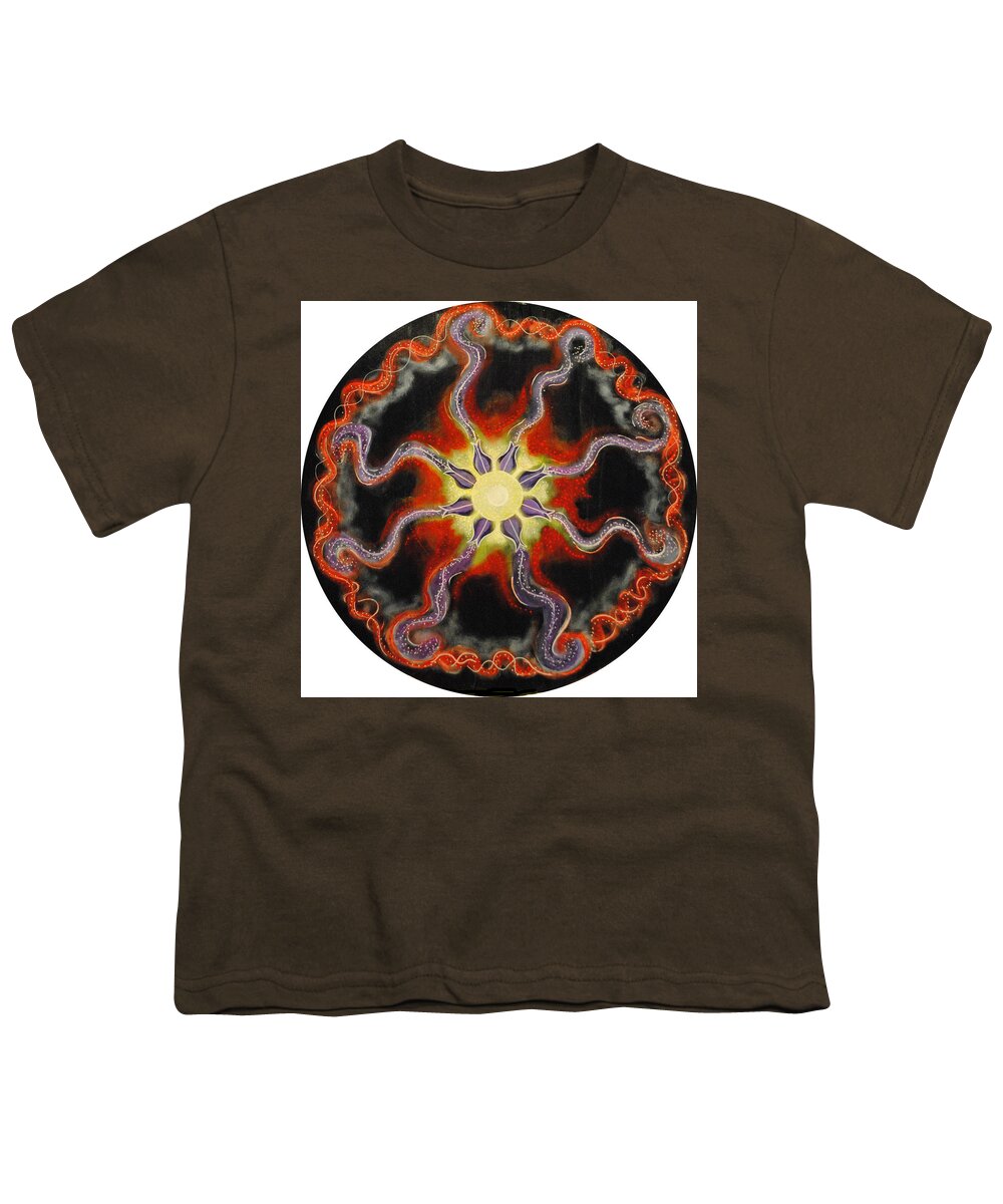 Sun Youth T-Shirt featuring the painting Solar Soul Red Illumination by Patricia Arroyo