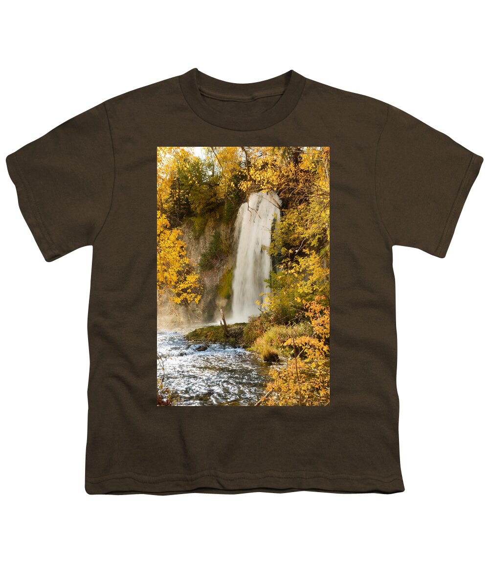 Dakota Youth T-Shirt featuring the photograph Spray Rises from Spearfish Falls by Greni Graph