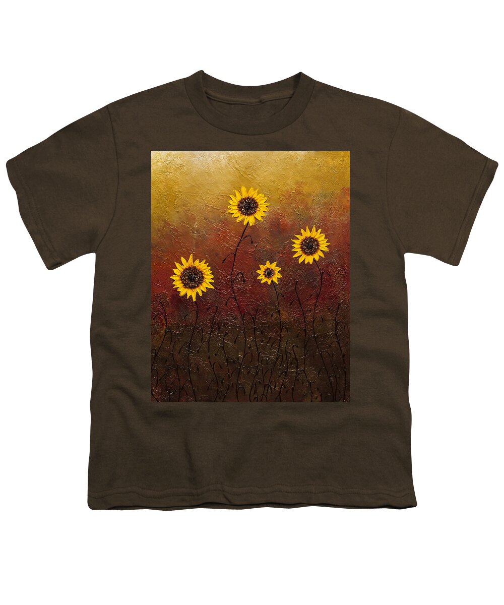 Sunflowers Youth T-Shirt featuring the painting Sunflowers 3 by Carmen Guedez