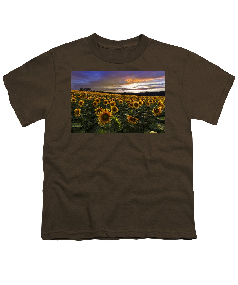 Appalachia Youth T-Shirt featuring the photograph Sunflowers Oil Painting by Debra and Dave Vanderlaan